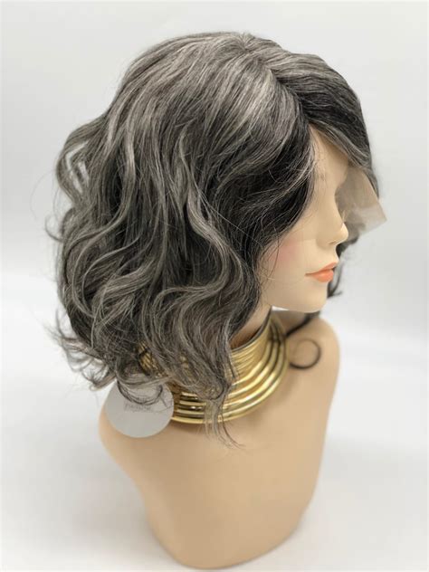 Salt And Pepper Curly Wig Custom Etsy