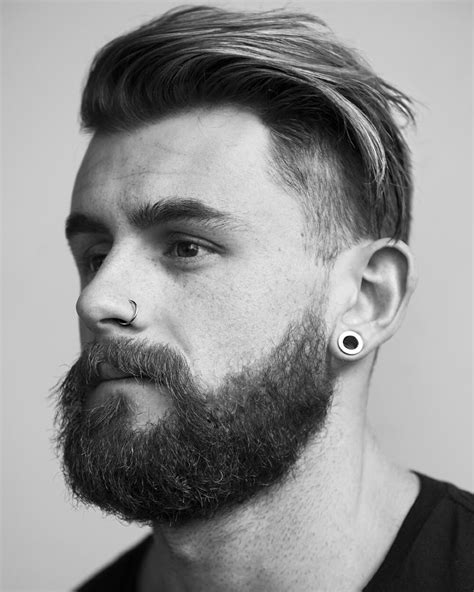 Nathan Mccallum With A Full Beard Nose Piercing And Undercut Style Beard Styles Beard