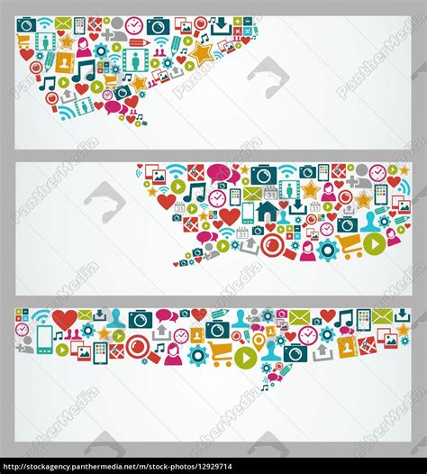 Social Media Icons Talk Bubble Banners Set Stock Image 12929714