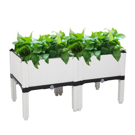 Plastic Raised Garden Bed Kit Planting Box Container Set Of 2 For