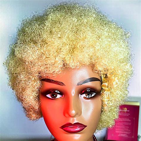 Blonde Short Hair Afro Kinky Curly Wigs Ketcee