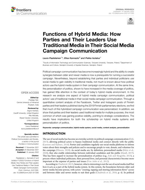 Pdf Functions Of Hybrid Media How Parties And Their Leaders Use