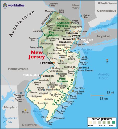 Map Of New Jersey Travelsfinderscom