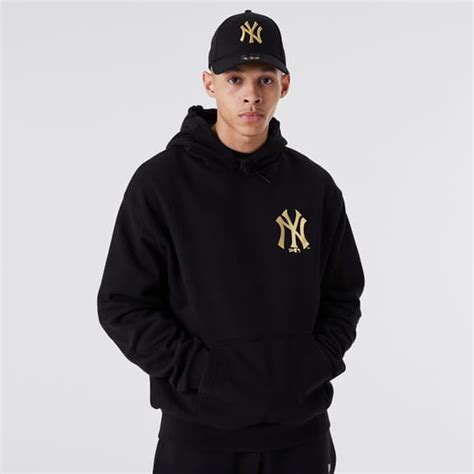 Official New Era New York Yankees Mlb Half Logo Black Oversized Hoodie