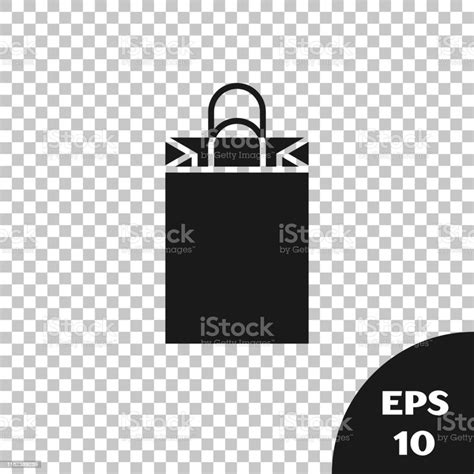 Black Paper Shopping Bag Icon Isolated On Transparent Background