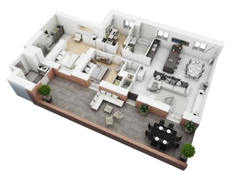 Marvelous Free 3 Bedrooms House Design And Lay Out 3d Bedroom House