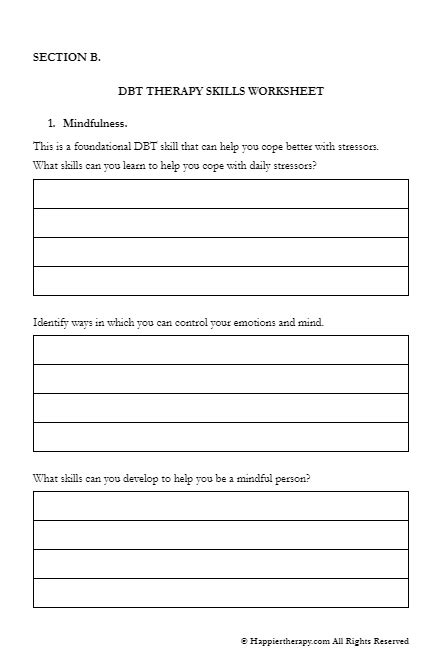 Dbt Therapy Skills Worksheet Happiertherapy