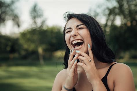 Premium Photo Woman Laughing Outside