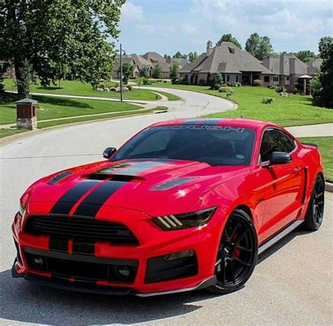 Roush 2015 Racecar Red Mustang With Black Double Stripes Mustang Cars