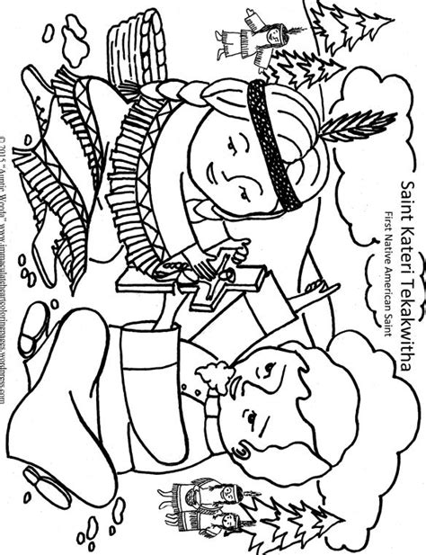 Saint Kateri Tekakwitha Coloring Page Saint Coloring Kids Faith