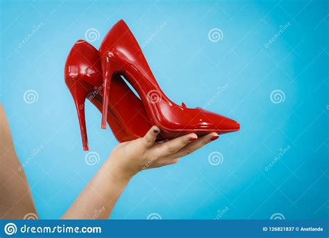 Fashion Stylist Presenting High Heels Stock Image Image Of Elegant