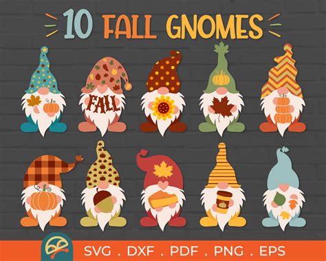 10 Fall Gnome Svg Autumn Gnomes Svg Pumpkin Svg Fall Svg Etsy