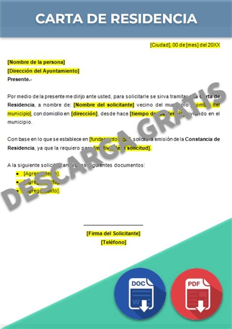 Carta De Residencia Ejemplos Y Formatos Word PDF