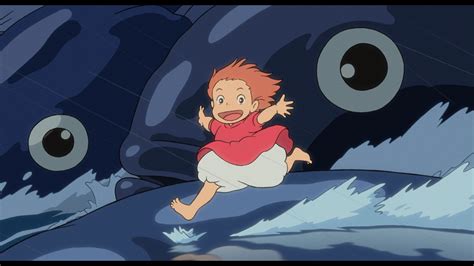 Ponyo On Fish Waves Looking At Camera Ponyo Ghibli Ghibli Artwork