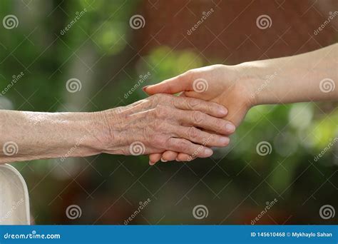 Young Caregiver Holding Seniors Hands Helping Hands Care For The