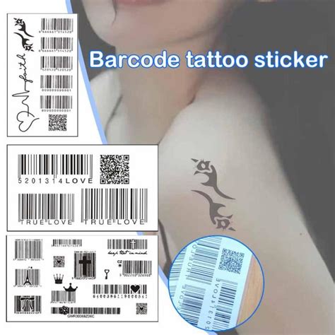 Mini Size Body Art Waterproof Temporary Tattoos For Men And Women Individuality 3d Love Barcode