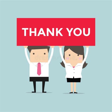 Businessman And Businesswoman Holding Thank You Sign Stock Vector