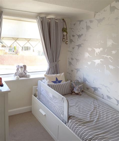 40 teenage boys room designs we love. 'D'ya-think-e-saurus' White wallpaper | Little boy bedroom ...