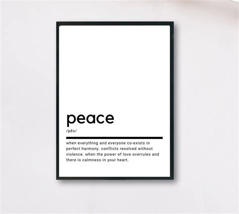 Peace Definition Printable Wall Art Peace Poster Peace Etsy