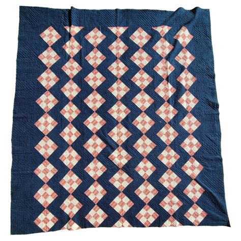 Indigo Feathered Stars Quilt At 1stdibs Touching Stars Quilt Pattern