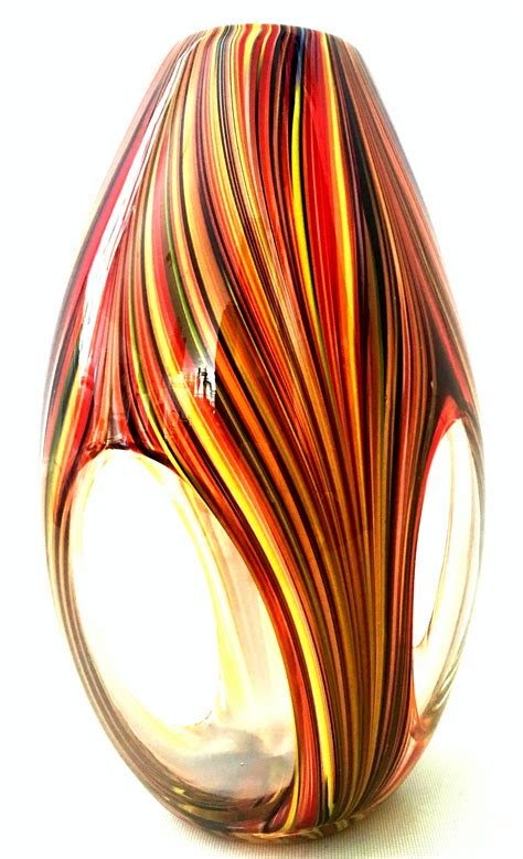 21st Century And New Missoni Modern Optical Striped Blown Glass Vase At