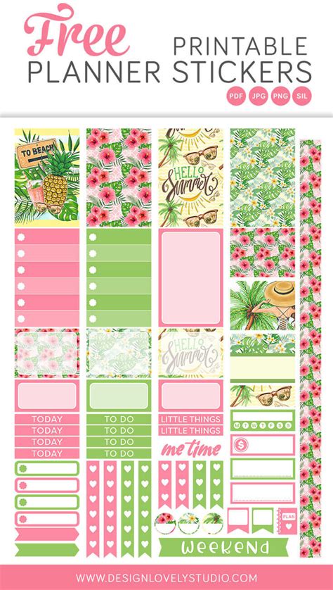 18 Free Printable Summer Planner Stickers Lovely Planner