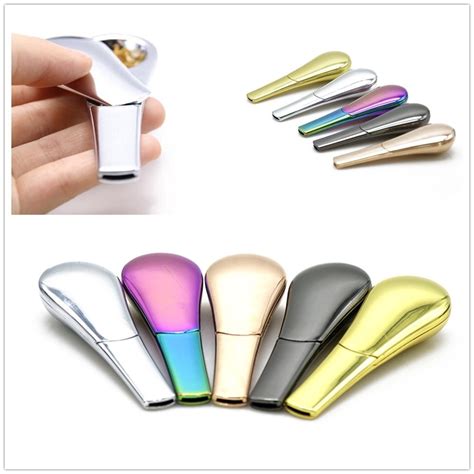 1pc spoon smoking pipe portable creative herb tobacco cigarette ignescent metal pipes for