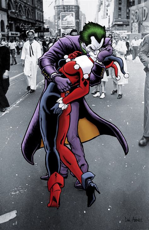The Joker And Harley Quinn The Kissing Joke Art Print Poster Etsy