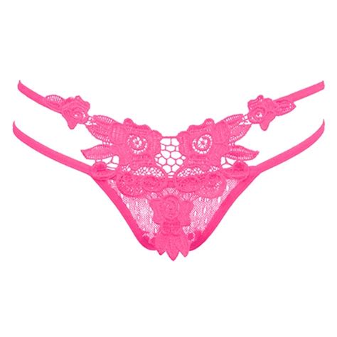 2016 Top Quality Women Sexy Lace Flower V String Briefs Panties Thongs