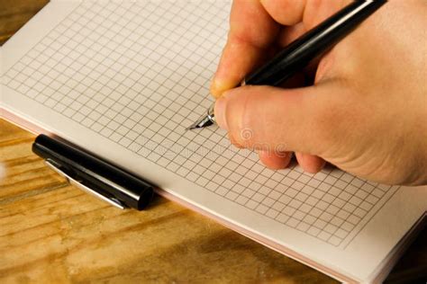 Male Hand Writing Using Fountain Pen On A Notebook Stock Image Image