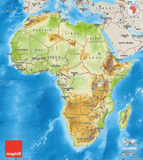 Physical Map Of Africa Shaded Relief Outside