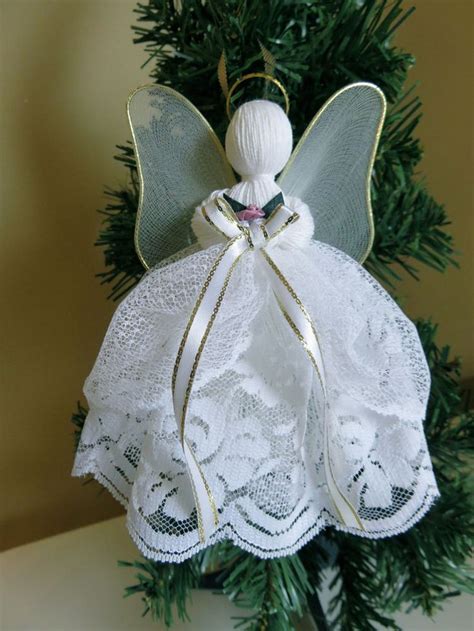 Crafts Handmade White Lace Angel 7 In Xmas Victorian Christian Decor