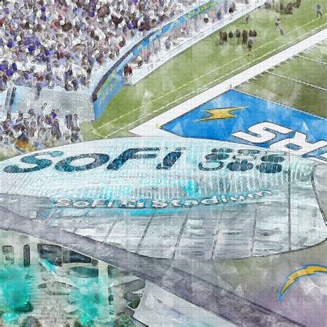 Sofi Stadium Sketch Art Canvas Print Los Angeles Chargers Etsy