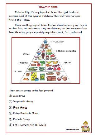 The Healthy Food Pyramid Worksheet Is Shown In Red And White With