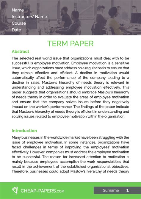 Sample of a term paper. Buy Term Papers Online from the Most Reliable Writing Service