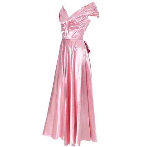 Emma Domb Formal Vintage Dress 1940s Slipper Satin Pink Evening Gown