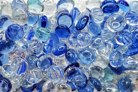 White And Blue Glass Pebbles Marbles Stock Image Image Of Circle Arranging 213955359