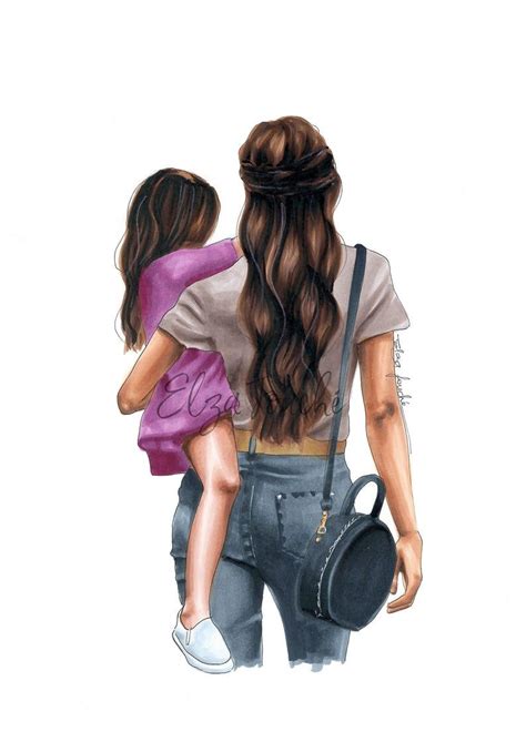 Mother And Daughter Fashion Illustration Mother And