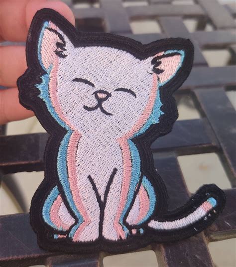 Trans Pride Kitty Patch Trans Flag Pride Patch Queer Art Etsy