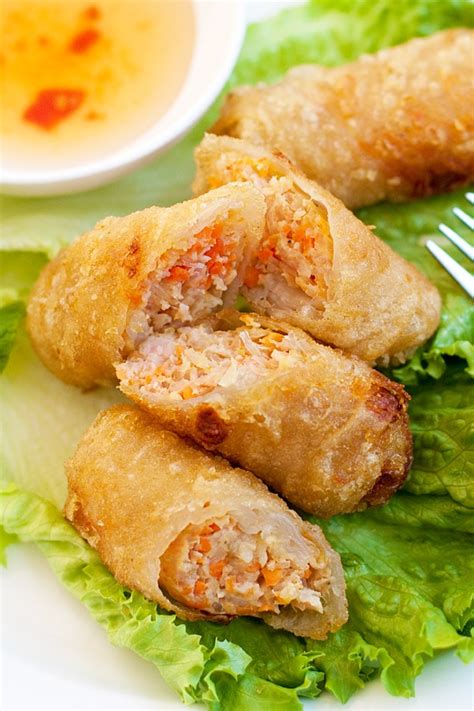 These spring rolls are made of vegetables and pork mince wrapped in a thin, crispy exterior that shatters when you bite into them (w note: Vietnamese Spring Rolls | Easy Delicious Recipes