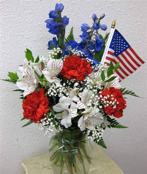 Order red, white and blue flowers to put patriotism on display this independence day! July 4th Flower Arrangement
