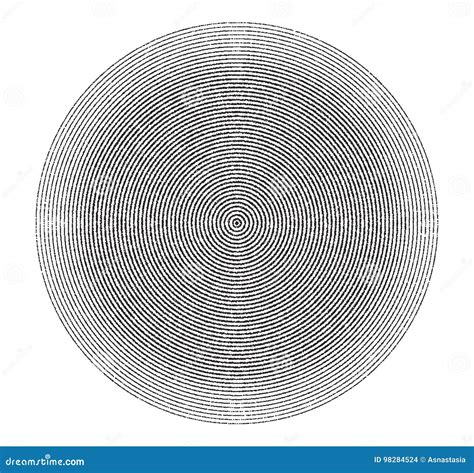 Abstract Concentric Circles Texture In Black And White Colors
