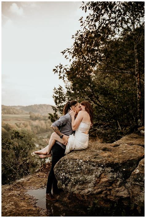 Kissing On Cliffs And Waterfall Frolics In This Epic Engagement Shoot Love Inc Mag Lesbian