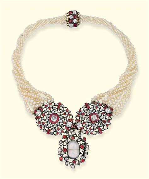 An Antique Ruby Diamond And Pearl Necklace Christies