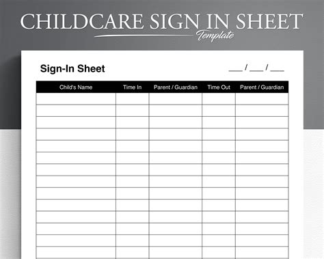 Daycare Sign In Sheet Free Printable
