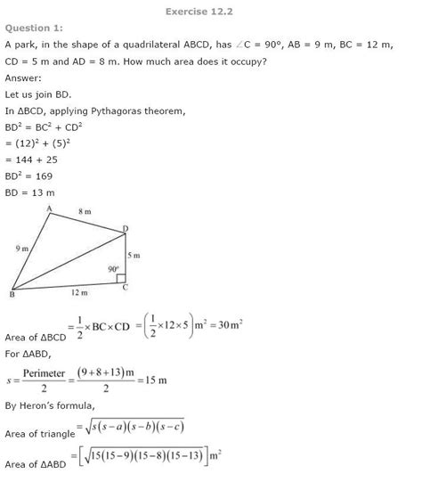 Ncert Solutions For Class Maths Chapter Herons Formula