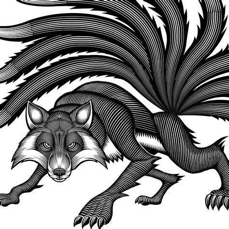 9 Tailed Fox Illustration Behance