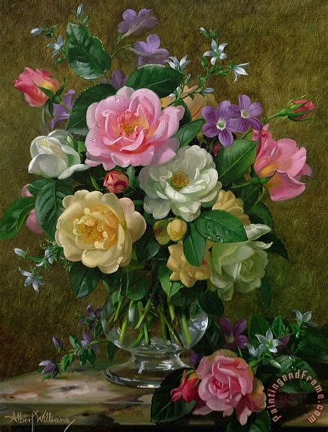 Albert Williams Roses In A Glass Vase Painting Roses In A Glass Vase