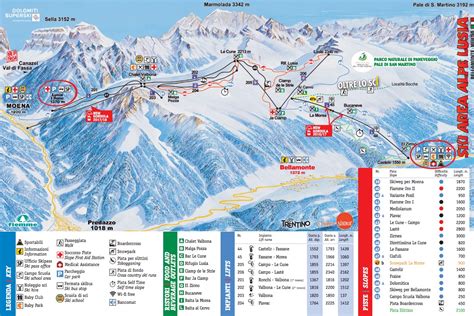 Val Di Fassa Map Ski Map Val Di Fassa Carezza Italy Map Showing