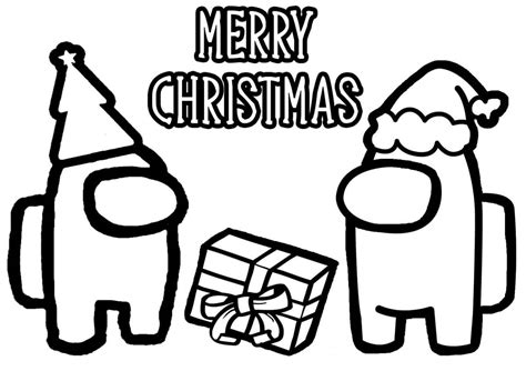Among Us Merry Christmas Coloring Page - Free Printable Coloring Pages